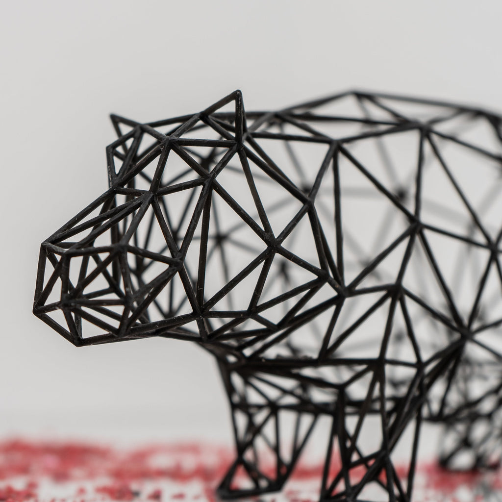 Line Art 3D Hippo Decor Sculpture-0