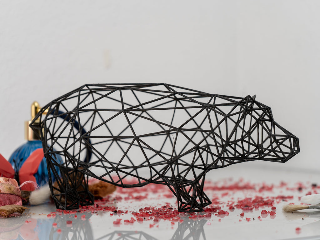 Line Art 3D Hippo Decor Sculpture-2