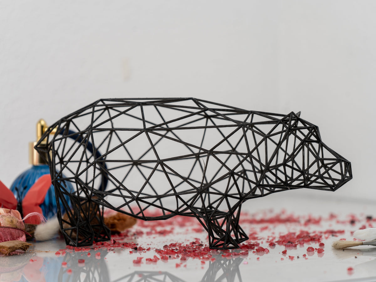Line Art 3D Hippo Decor Sculpture-2