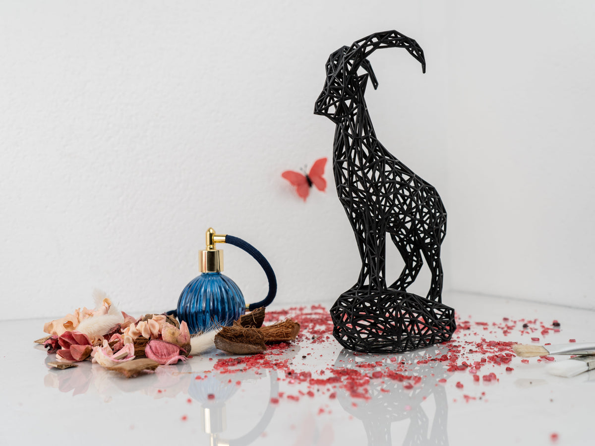 Geometric Capricorn Ibex Zodiac Sign Sculpture-1