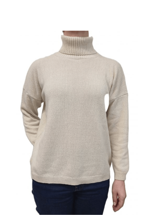 Maglia Donna Over Collo Alto Cashmere Rigenerato-1