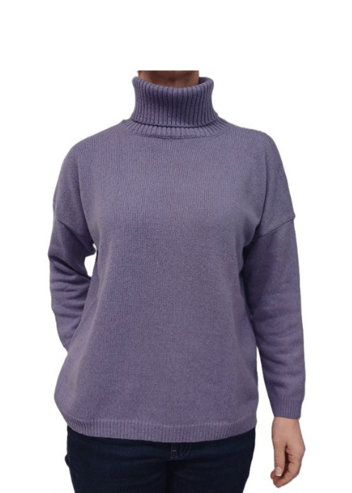 Maglia Donna Over Collo Alto Cashmere Rigenerato-0
