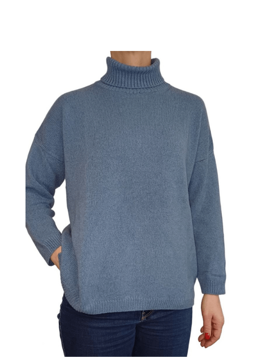 Maglia Donna Over Collo Alto Cashmere Rigenerato-5