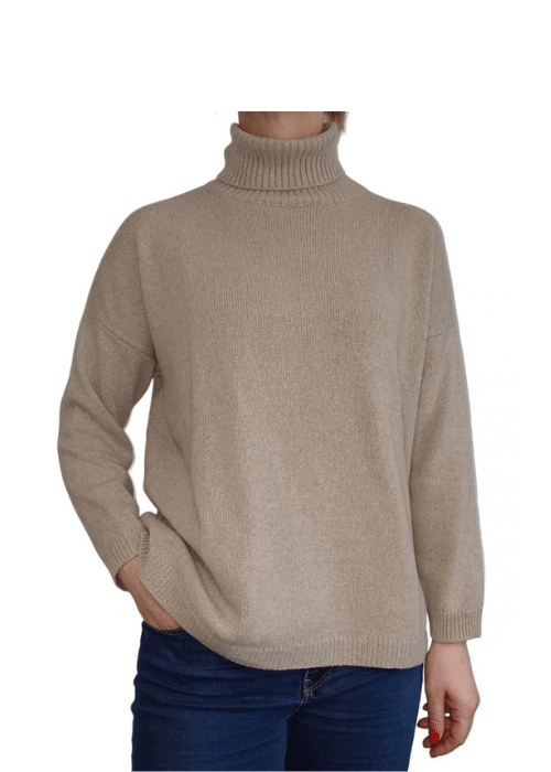 Maglia Donna Over Collo Alto Cashmere Rigenerato-6