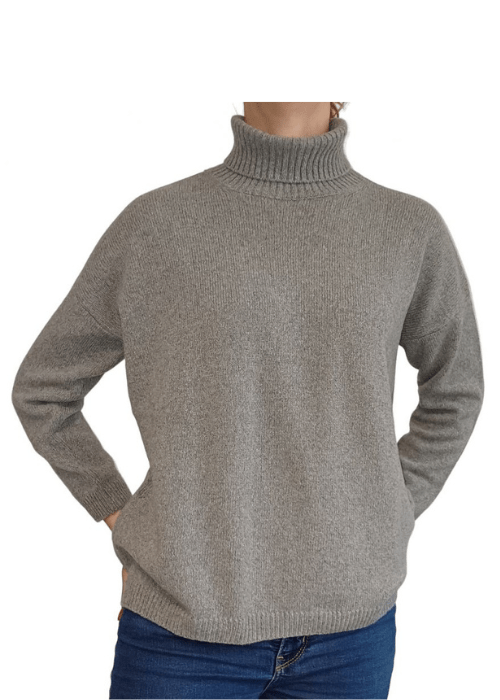 Maglia Donna Over Collo Alto Cashmere Rigenerato-11