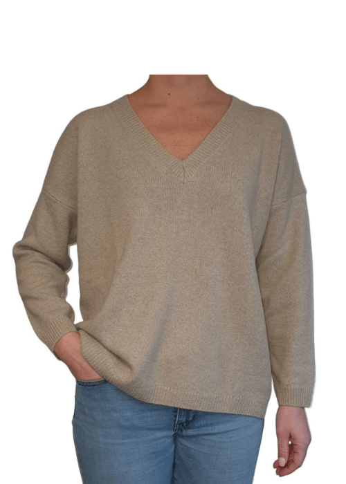Maglia Donna Over Scollo a V Cashmere Rigenerato-4