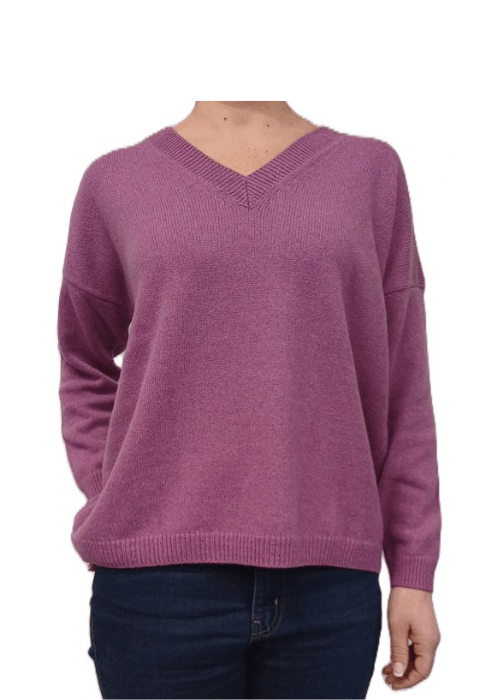 Maglia Donna Over Scollo a V Cashmere Rigenerato-0