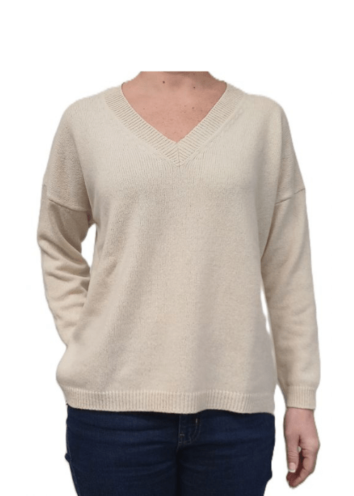 Maglia Donna Over Scollo a V Cashmere Rigenerato-1