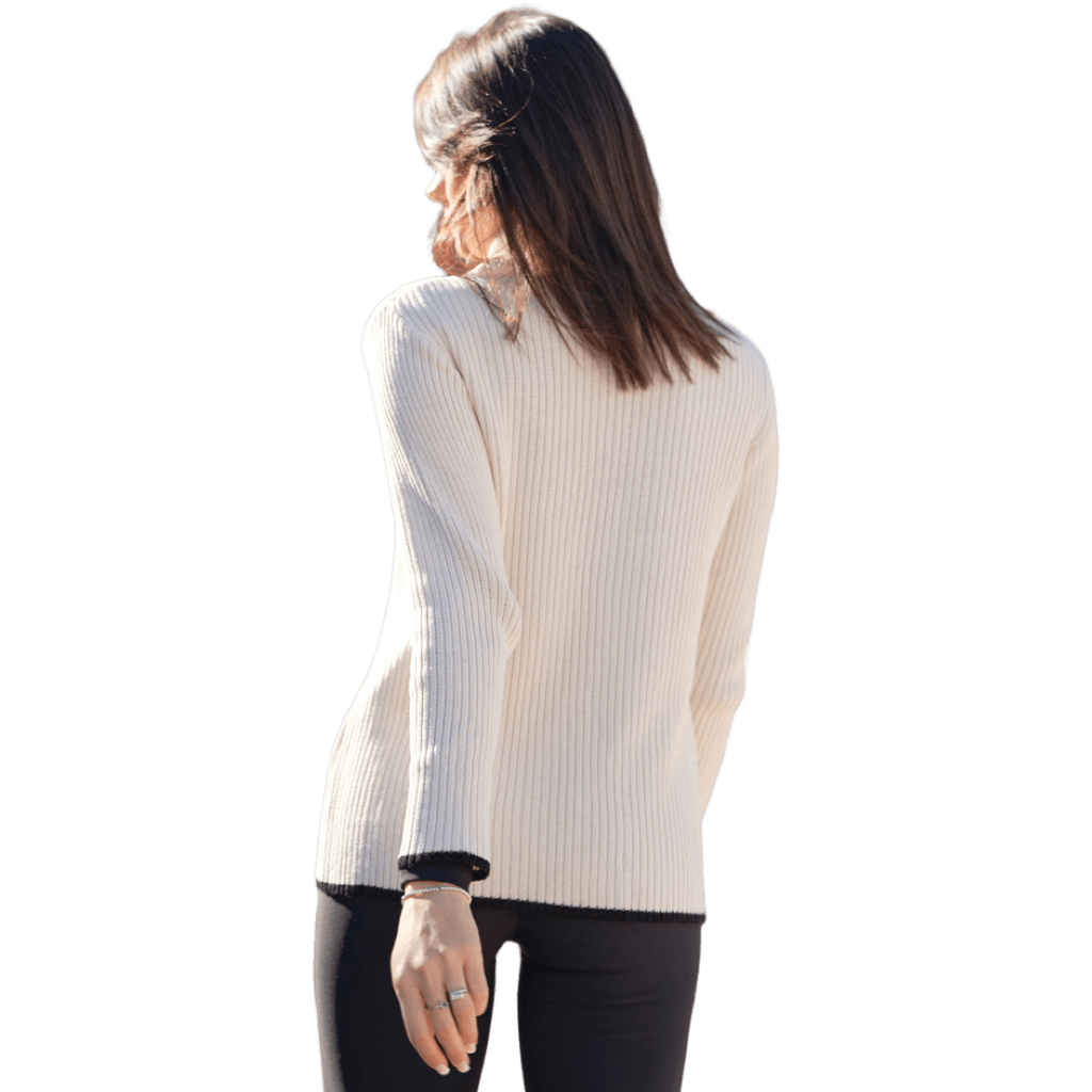 Maglia Donna a Coste Collo Alto Lana Merino Extrafine