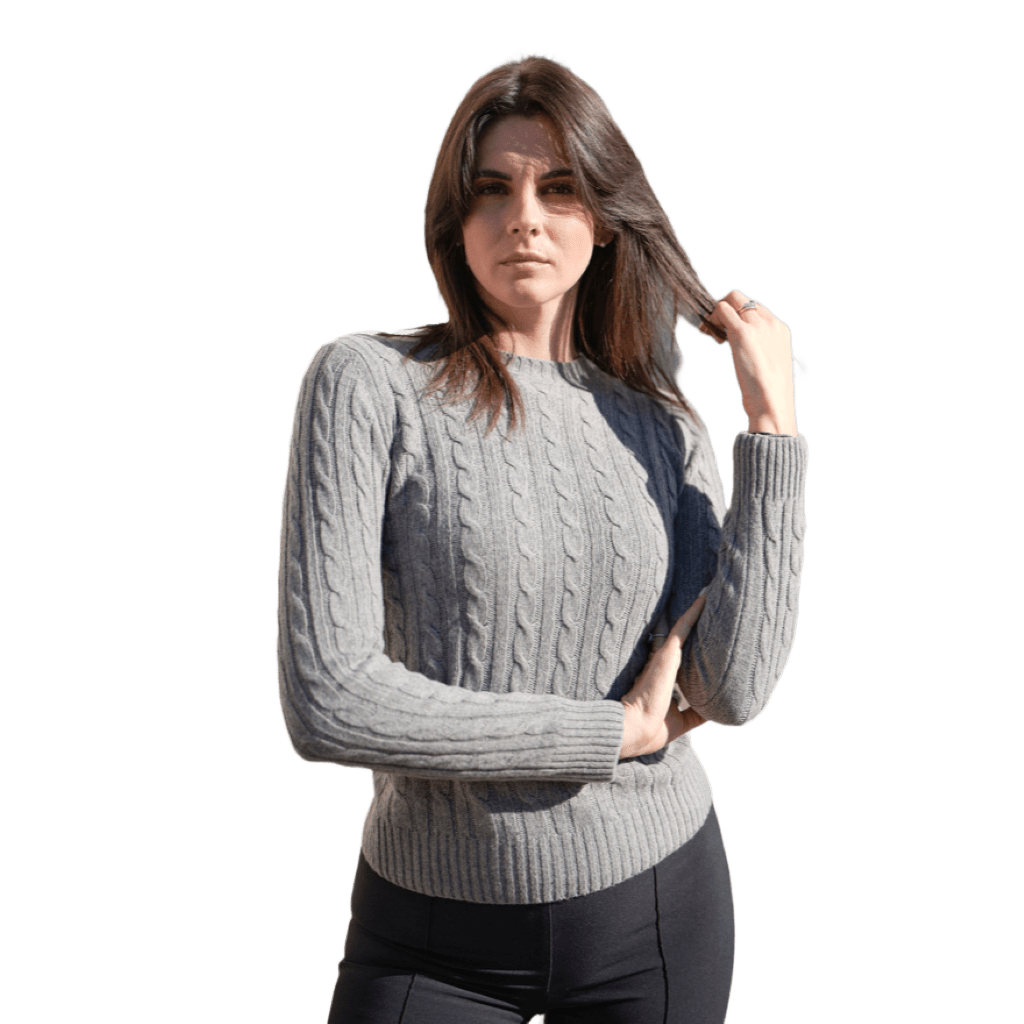 Maglia Donna a Trecce Girocollo in Cashmere Rigenerato