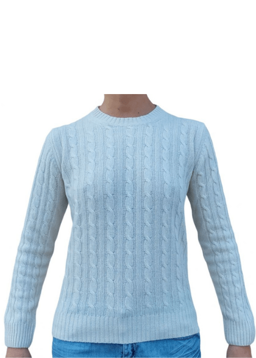 Maglia Donna a Trecce Girocollo in Cashmere Rigenerato
