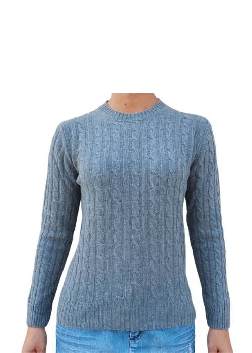 Maglia Donna a Trecce Girocollo in Cashmere Rigenerato