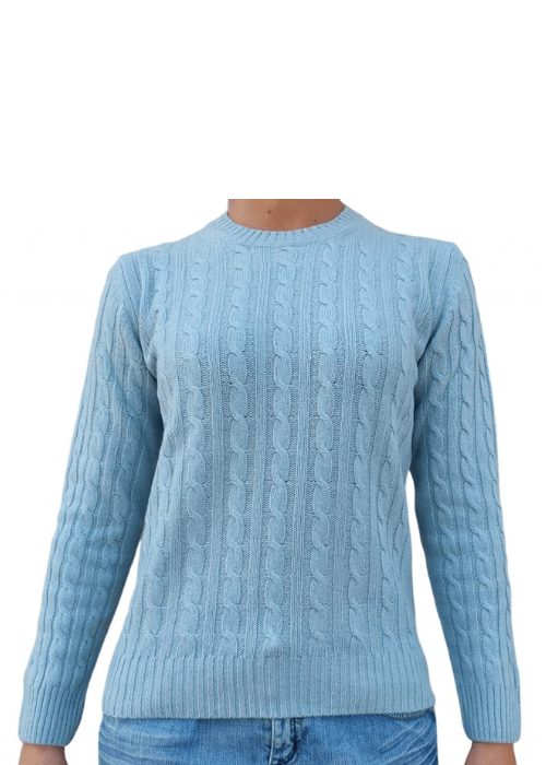 Maglia Donna a Trecce Girocollo in Cashmere Rigenerato