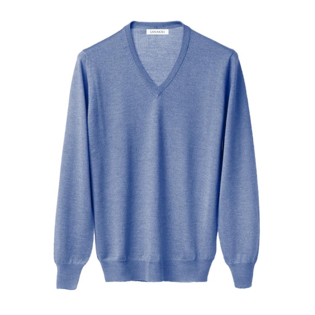 Maglia Uomo in misto Cashmere, Seta e Lana Merino Extrafine Scollo a V