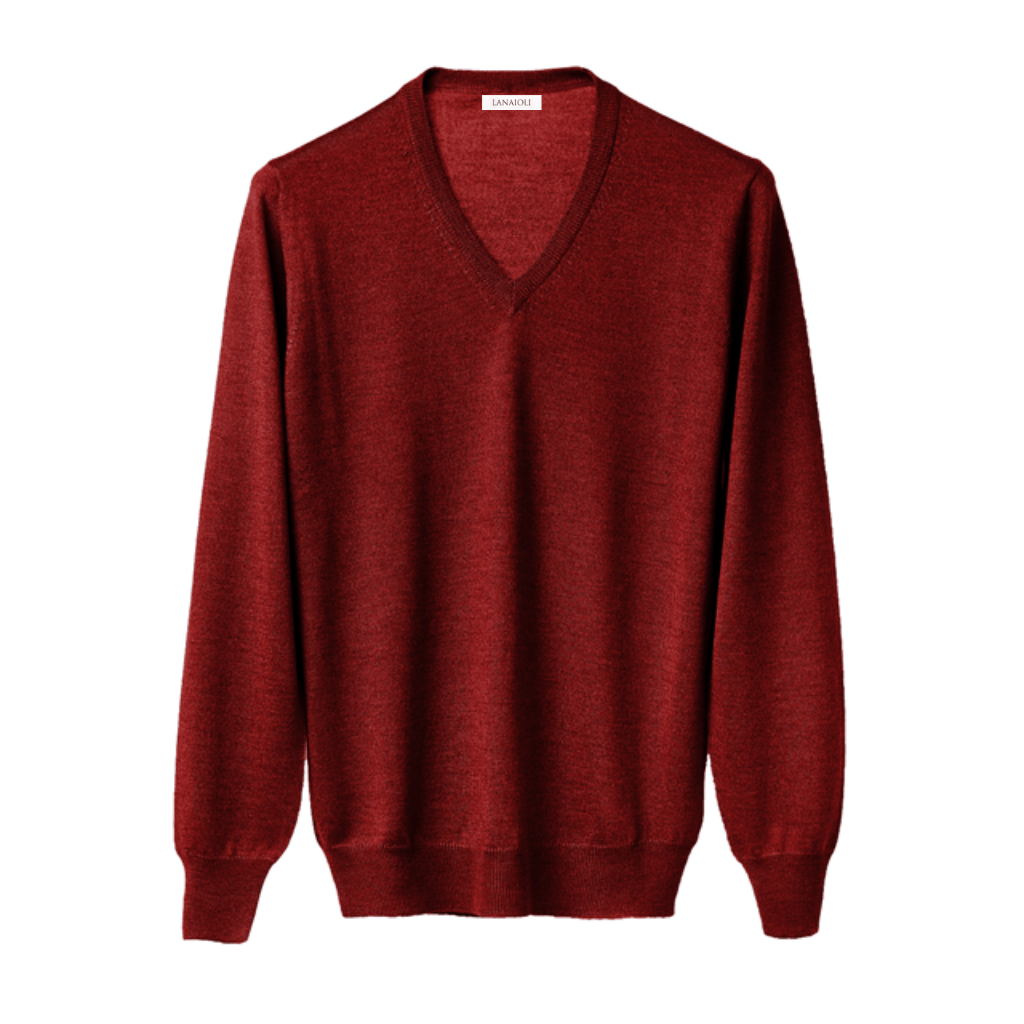 Maglia Uomo in misto Cashmere, Seta e Lana Merino Extrafine Scollo a V
