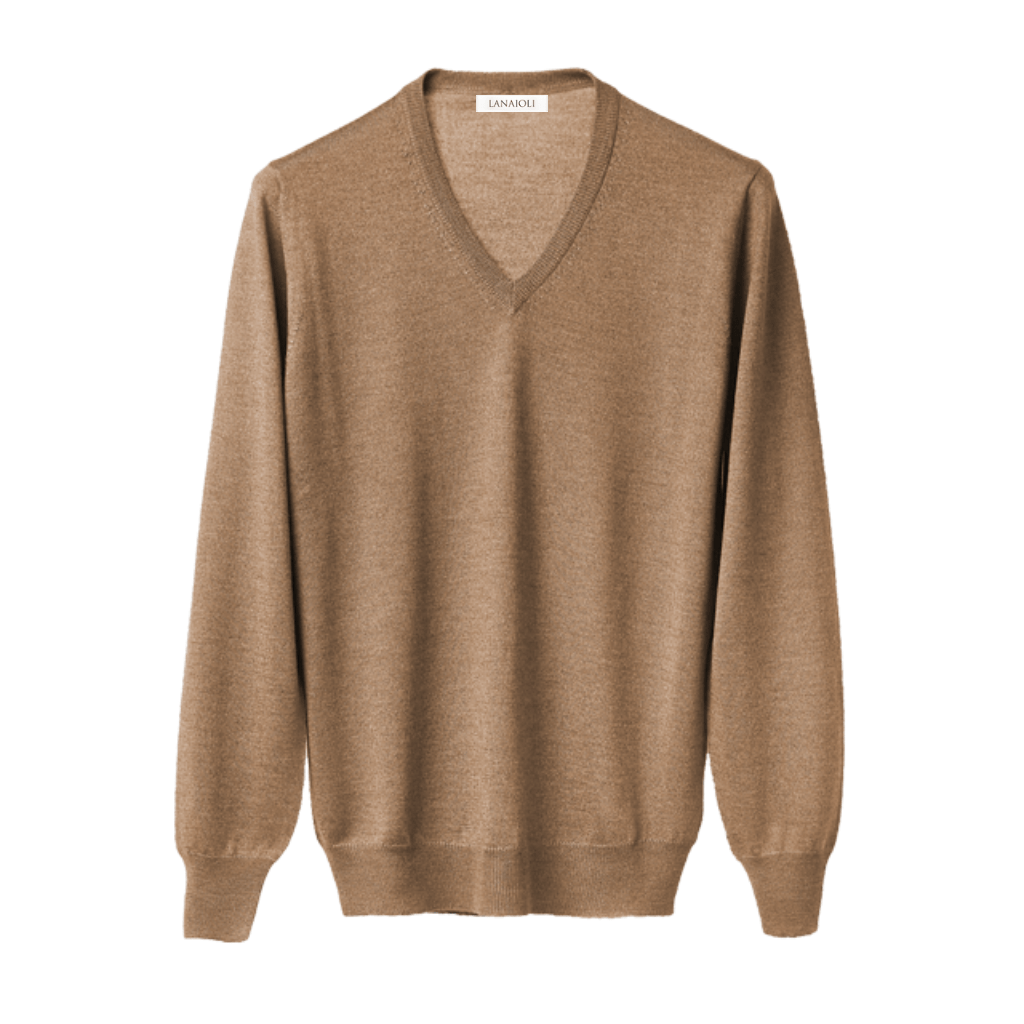 Maglia Uomo in misto Cashmere, Seta e Lana Merino Extrafine Scollo a V