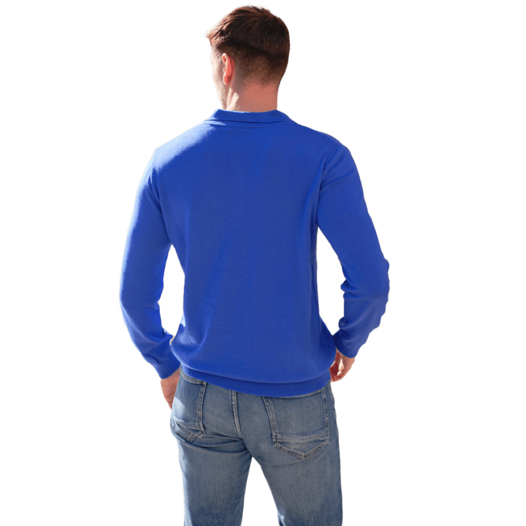 Polo uomo manica lunga in lana merino extrafine