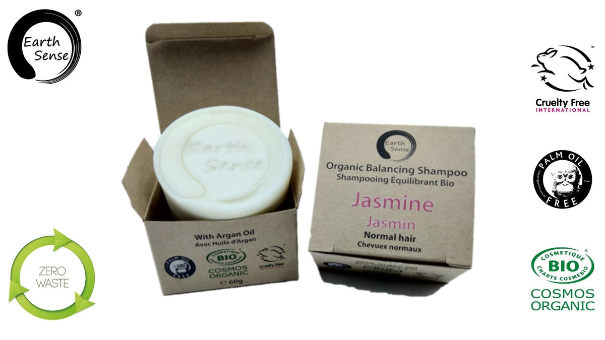 Organic Certified Balancing Solid Shampoo - Jasmine - Normal & all Hair Types 60g-1