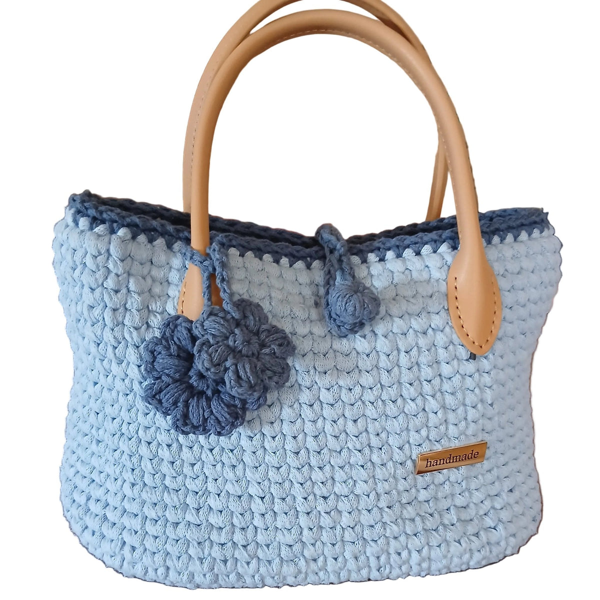 Borsa con manici in cuoio cotone riciclato-0