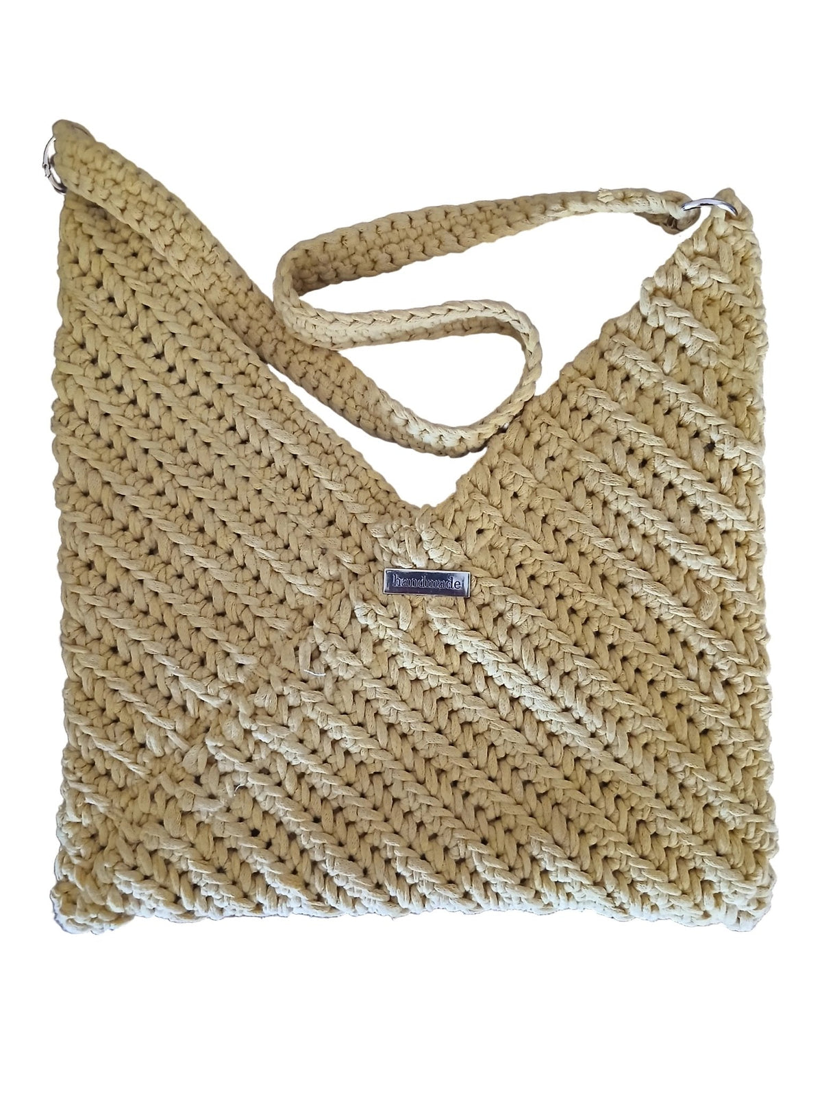 Borsa piatta origami con tracolla in cotone riciclato-0