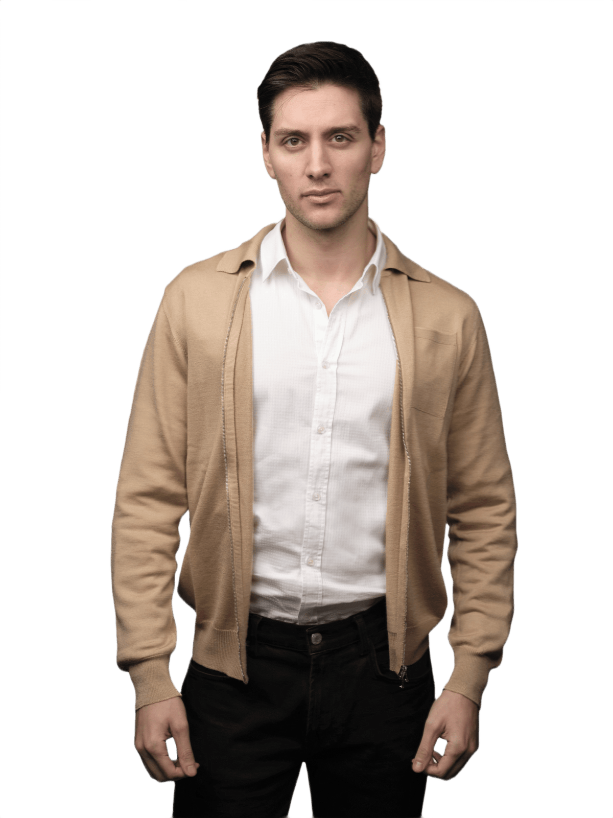 Giacca Uomo Misto Cashmere, Seta, Lana Merino Extrafine chiusura Zip-3