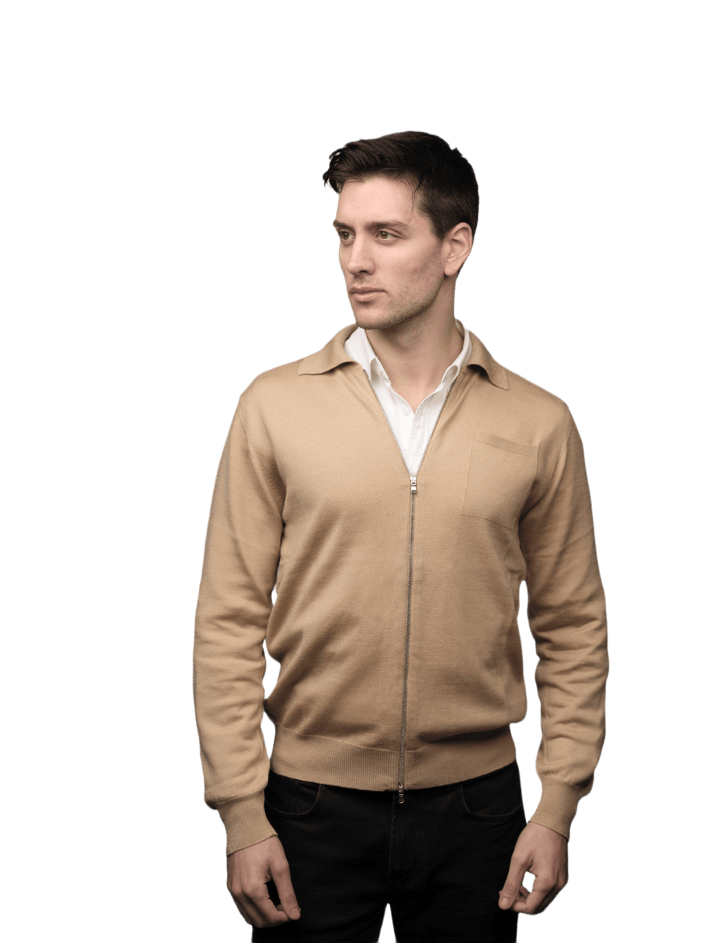 Giacca Uomo Misto Cashmere, Seta, Lana Merino Extrafine chiusura Zip-2
