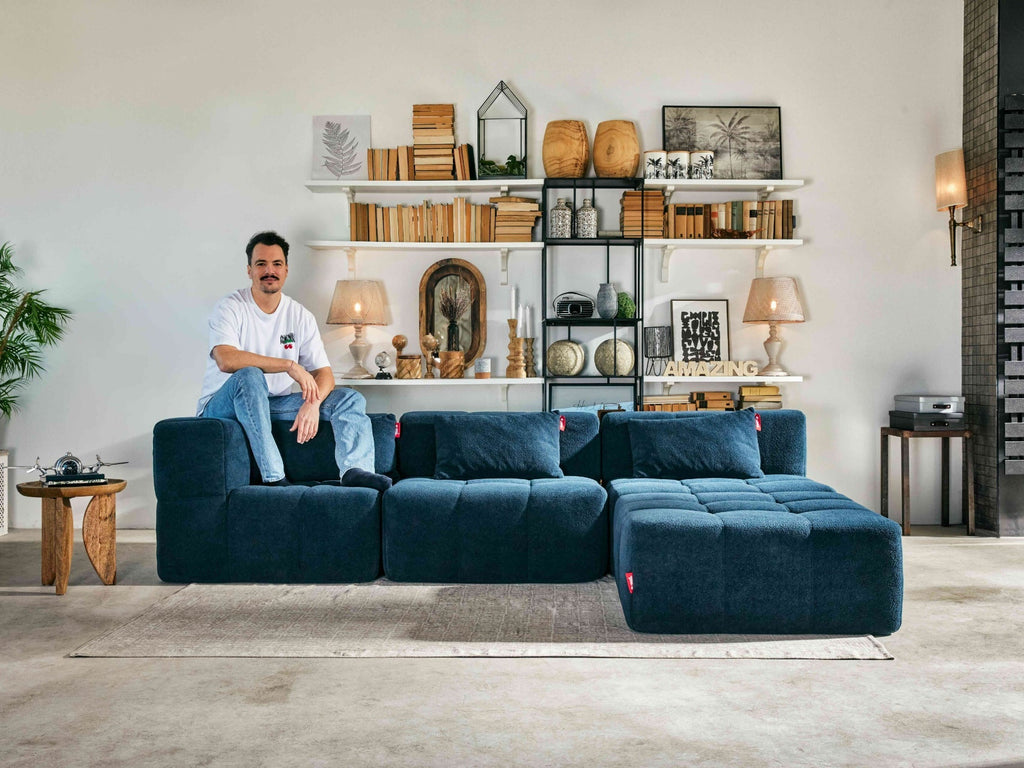4 Teiliges Modulares Sofa – Blau-3