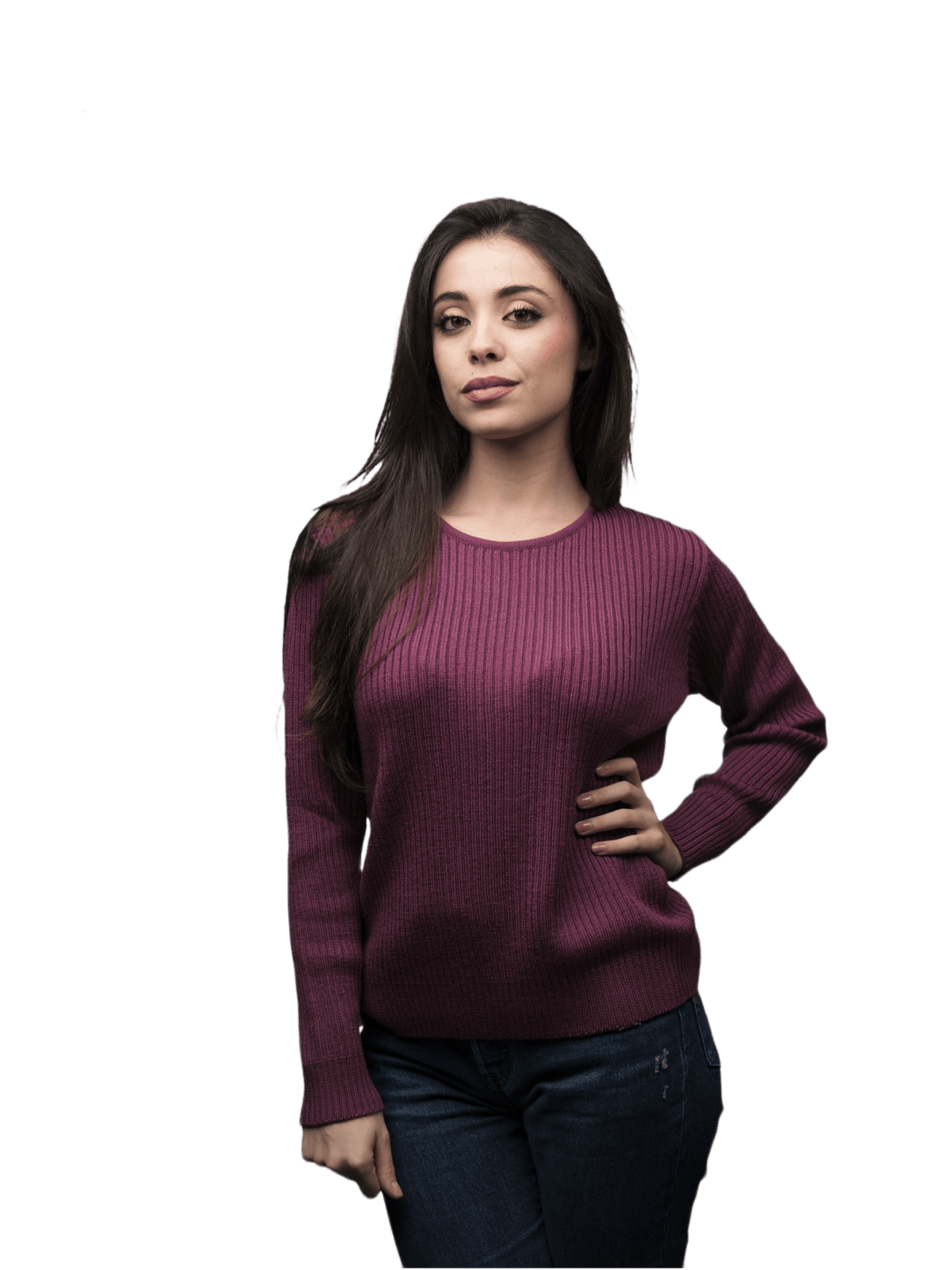 Maglia Donna a Coste Girocollo in Lana Merino-0