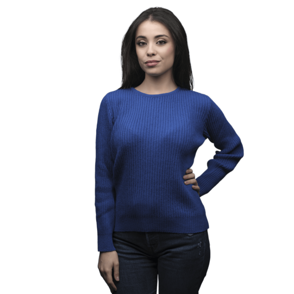 Maglia Donna a Coste Girocollo Lana Merino Filiera Corta-2