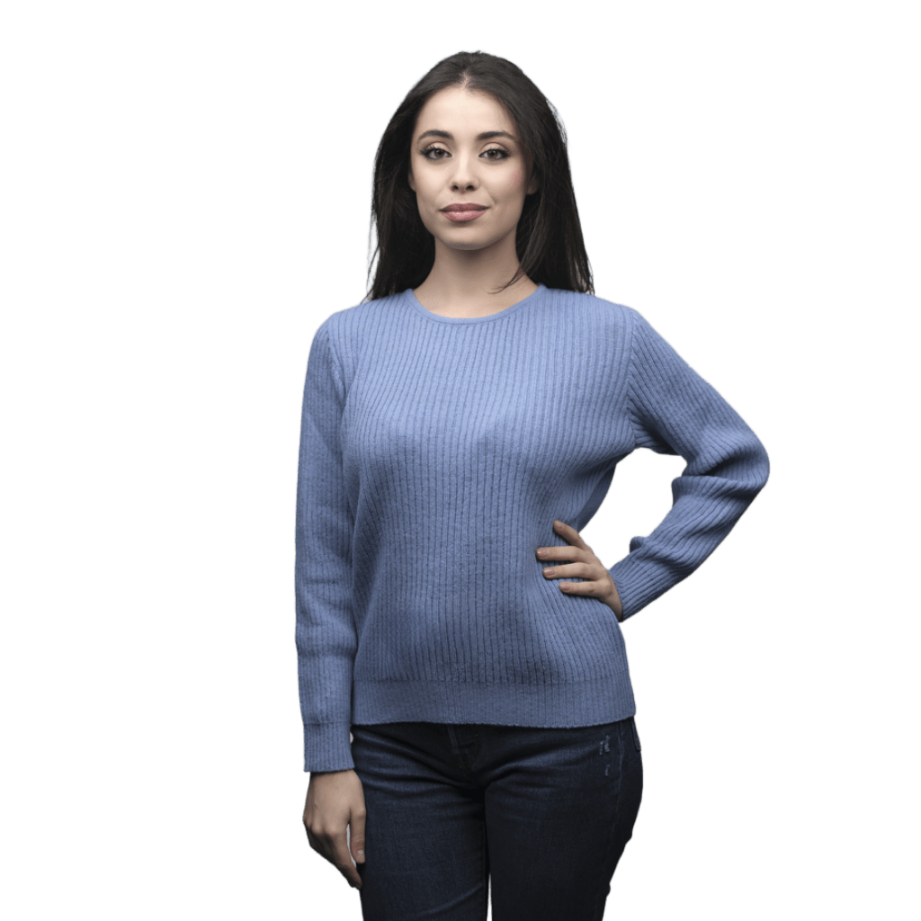 Maglia Donna a Coste Girocollo Lana Merino Filiera Corta-4