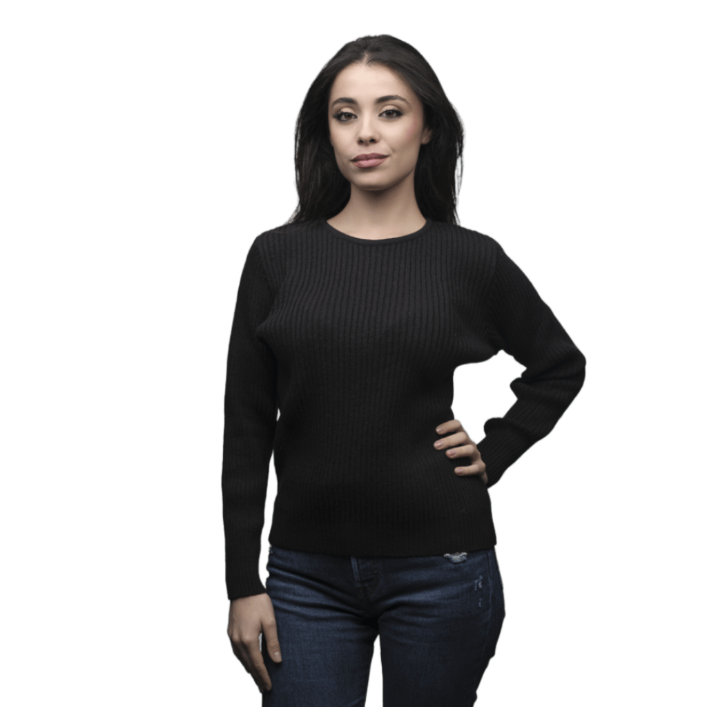 Maglia Donna a Coste Girocollo Lana Merino Filiera Corta-7