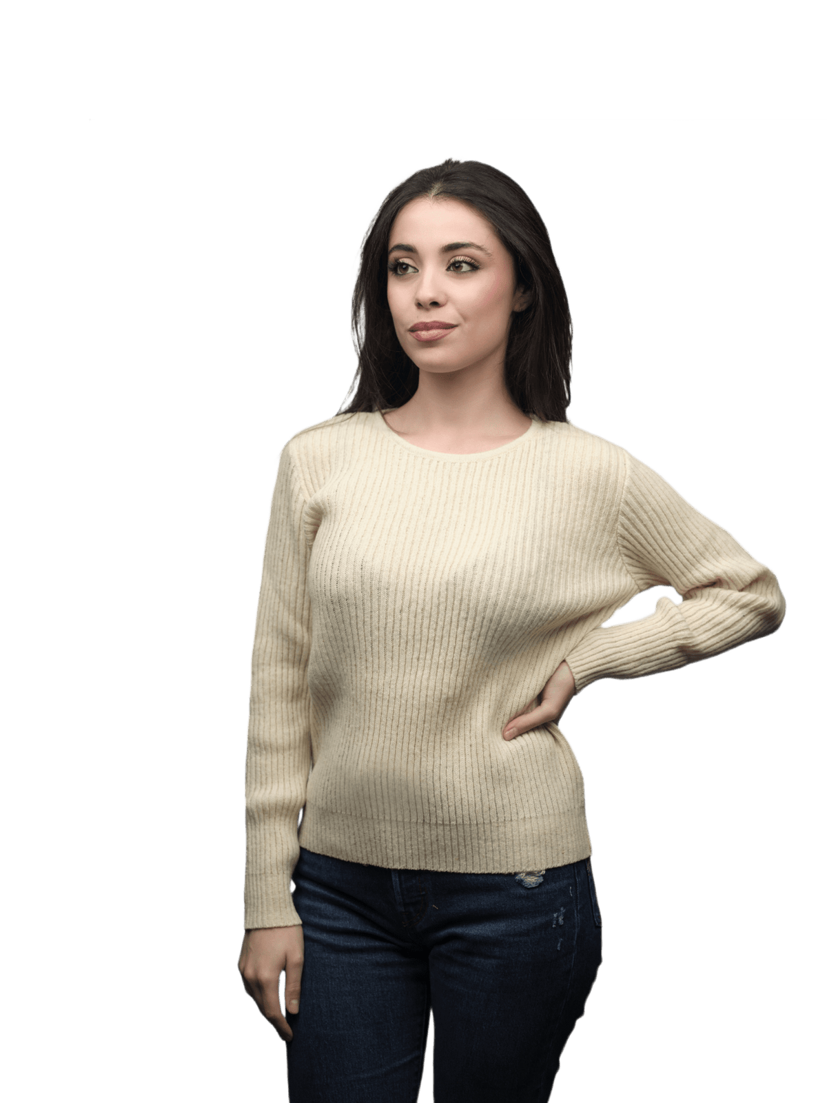 Maglia Donna a Coste Girocollo Lana Merino Filiera Corta-0