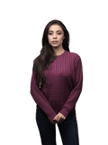 Maglia Donna a Trecce Girocollo in Lana Merino-0