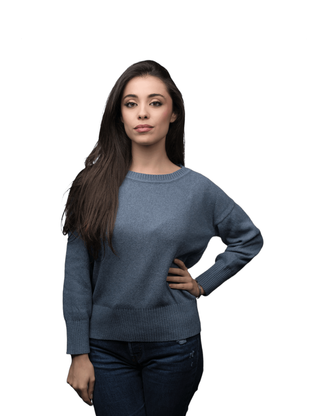 Maglia Donna Girocollo in Denim Rigenerato-0
