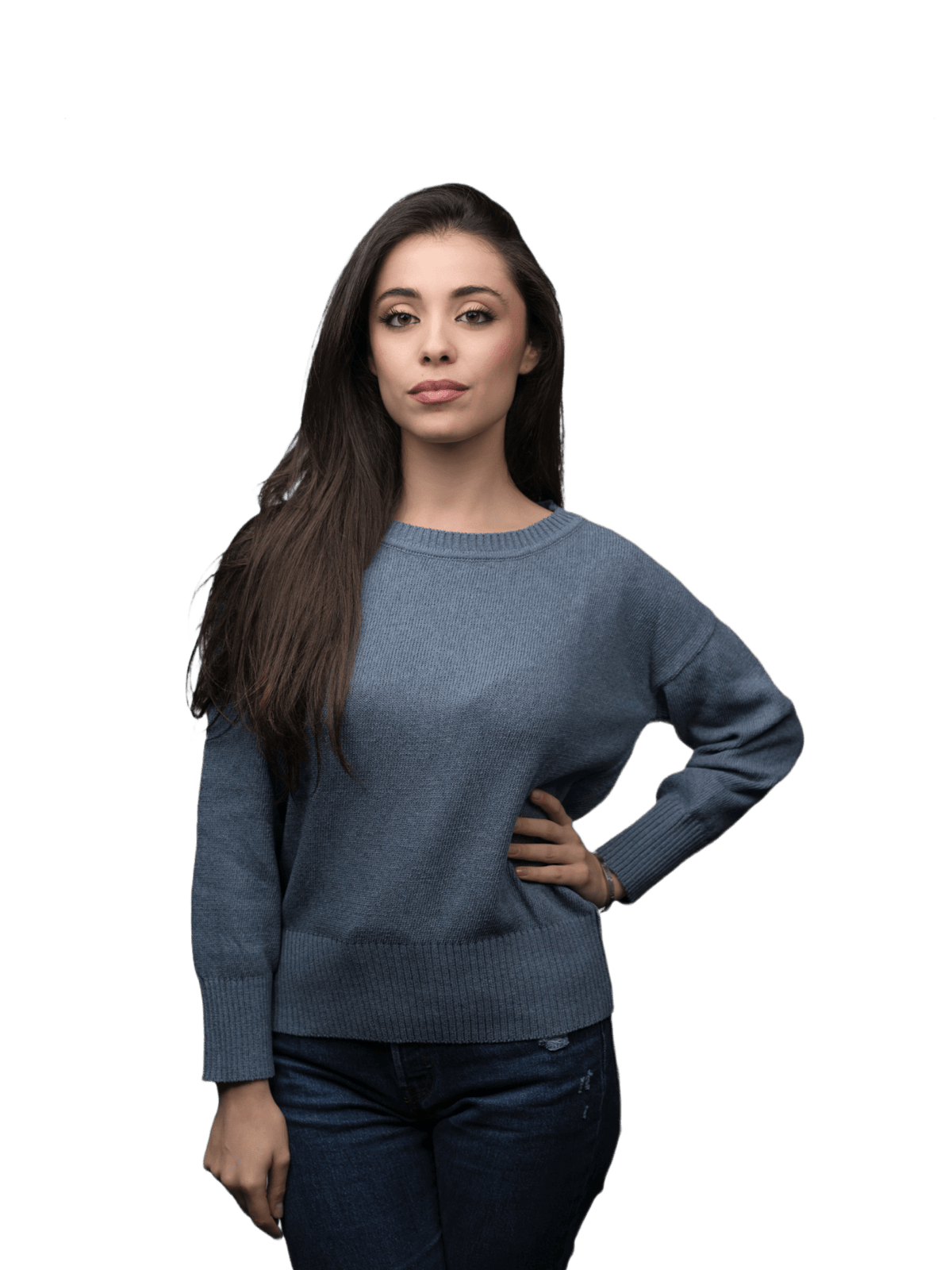 Maglia Donna Girocollo in Denim Rigenerato-0