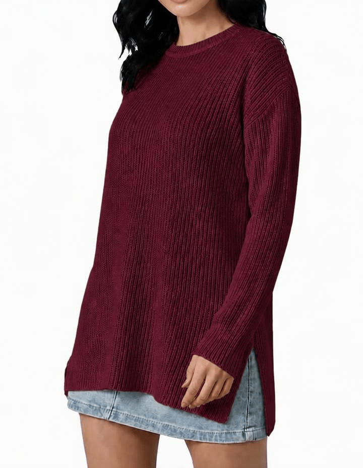 Maglia Donna Over a Coste Girocollo in Cashmere Rigenerato-3