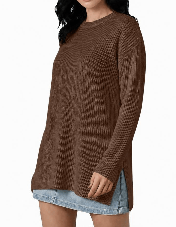 Maglia Donna Over a Coste Girocollo in Cashmere Rigenerato-4