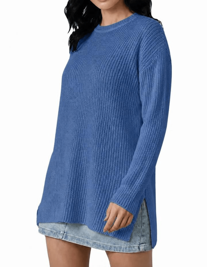 Maglia Donna Over a Coste Girocollo in Cashmere Rigenerato-2