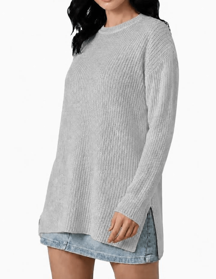 Maglia Donna Over a Coste Girocollo in Cashmere Rigenerato-5