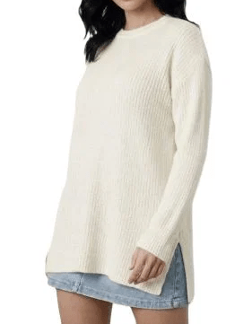 Maglia Donna Over a Coste Girocollo in Cashmere Rigenerato-0