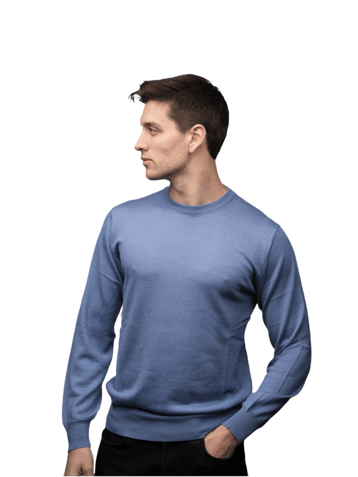 Maglia Uomo in misto Cashmere, Seta e Lana Merino Extrafine Girocollo