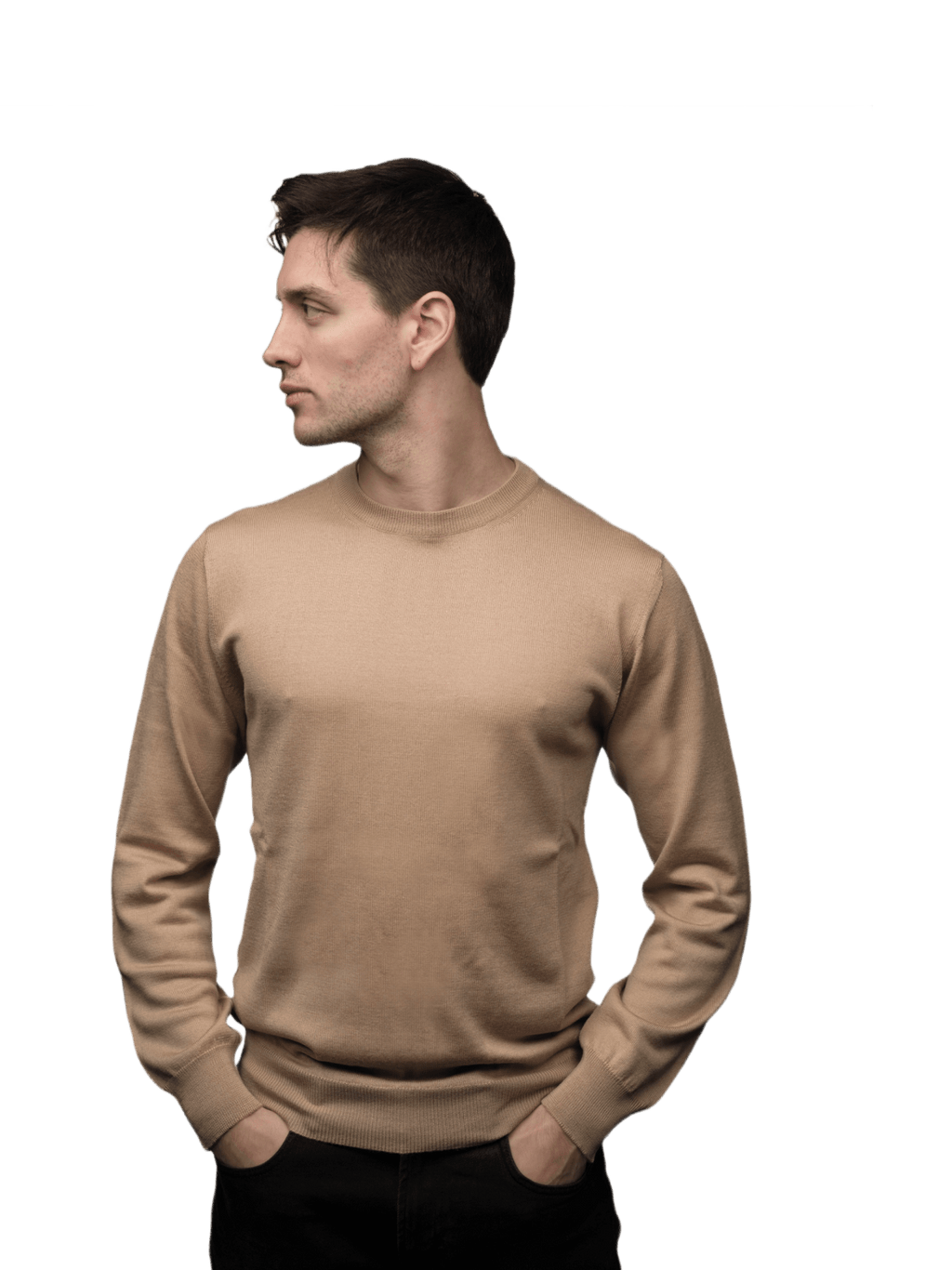 Maglia Uomo in misto Cashmere, Seta e Lana Merino Extrafine Girocollo
