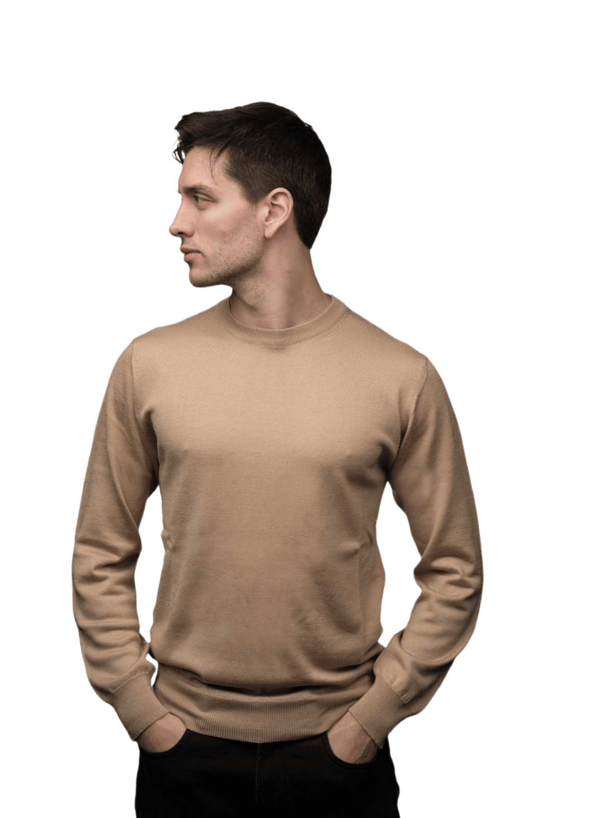 Maglia Uomo in misto Cashmere, Seta e Lana Merino Extrafine Girocollo