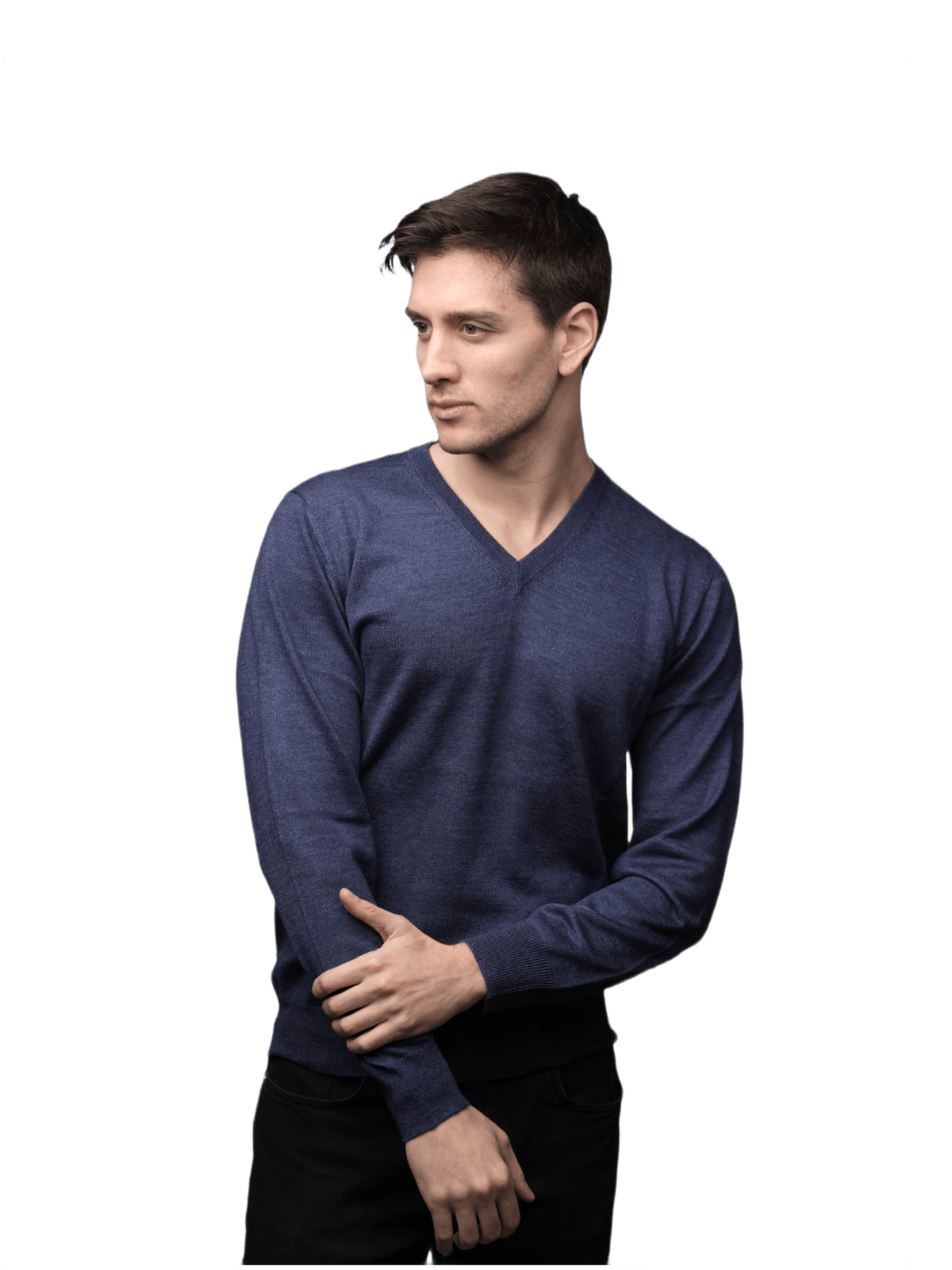 Maglia Uomo in misto Cashmere, Seta e Lana Merino Extrafine Scollo a V