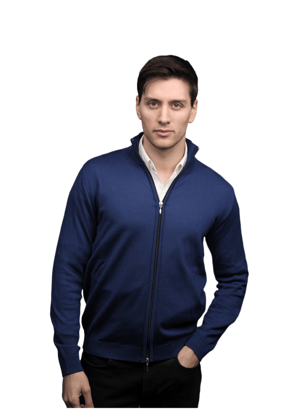Maglia Uomo Zip Intera in Lana Merino-0
