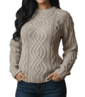 Maglione girocollo donna punto aran Cashmere Rigenerato-0