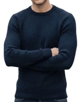 Maglione girocollo uomo a coste in Cashmere Rigenerato-1