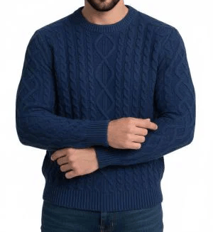 Maglione girocollo uomo punto aran Cashmere Rigenerato-1