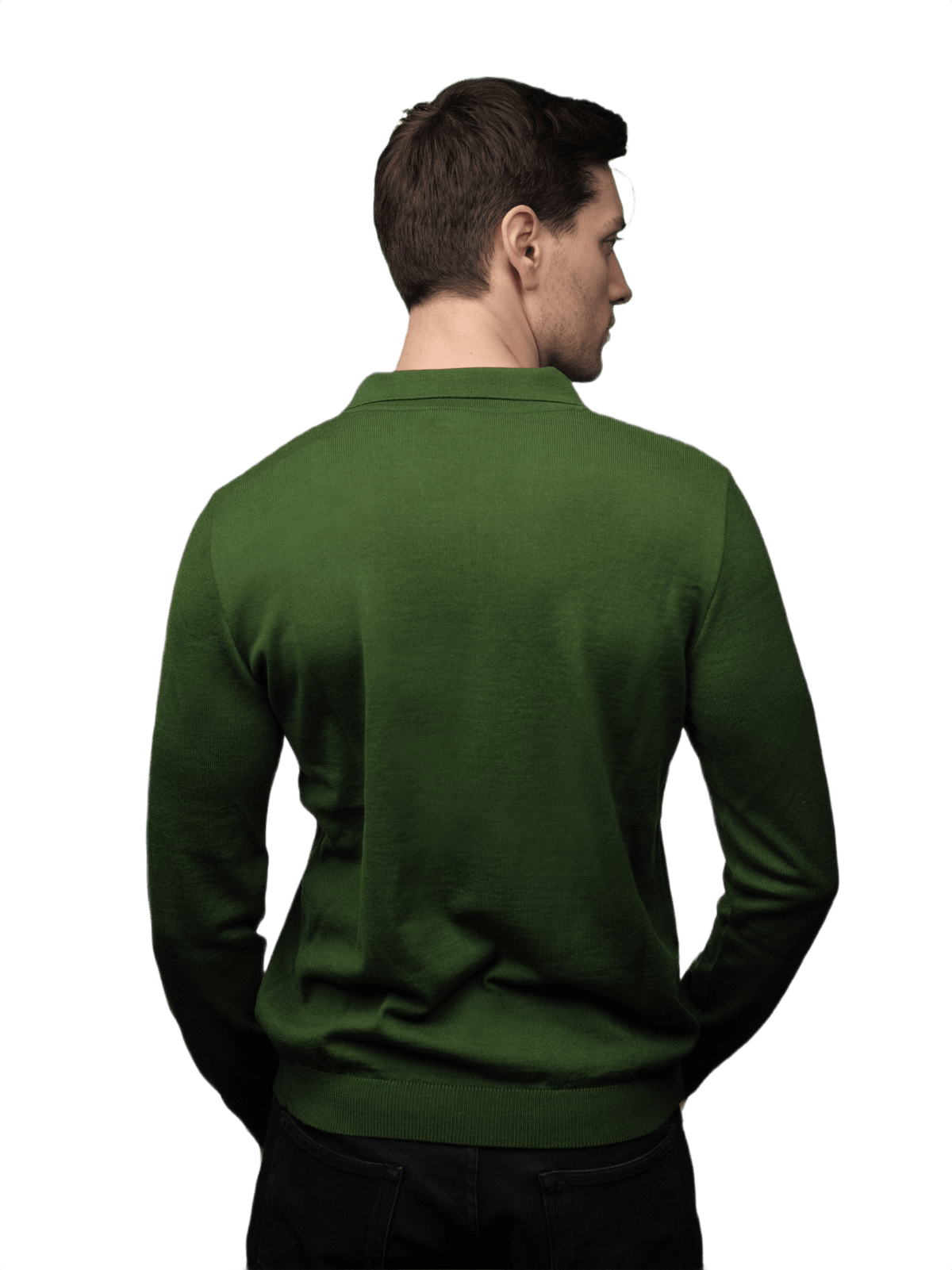 Polo uomo manica lunga in lana merino extrafine
