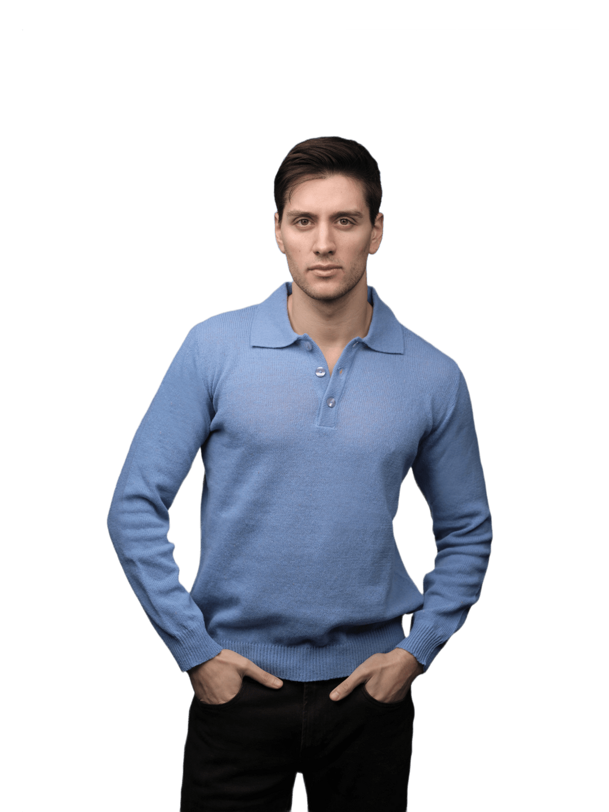 Polo Uomo Manica Lunga Lana Merino Filiera Corta